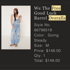 We The Free Light Blue Denim Overalls